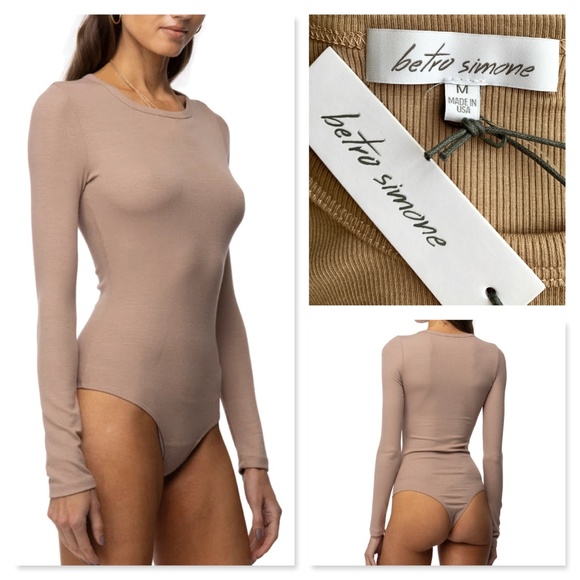 BETRO SIMONE Tops - BETRO SIMONE nude color thong bodysuit